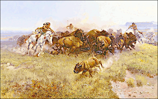 Blackfoot Indians hunting buffalo  Russell 1919