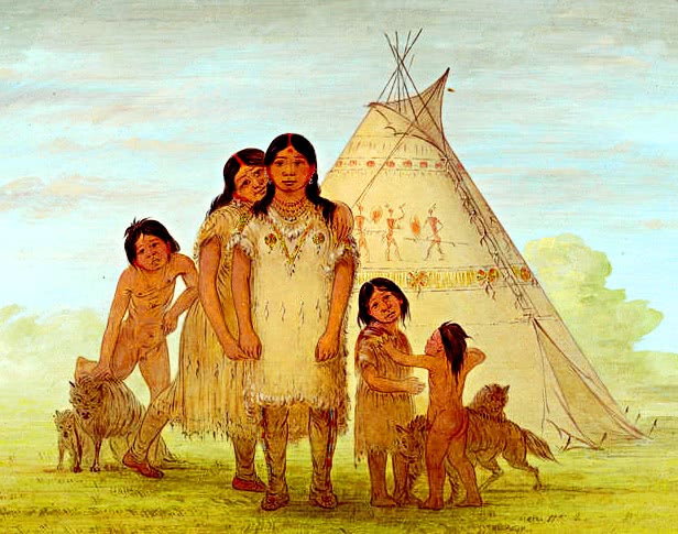 Comanche Chief Children and Wigwam