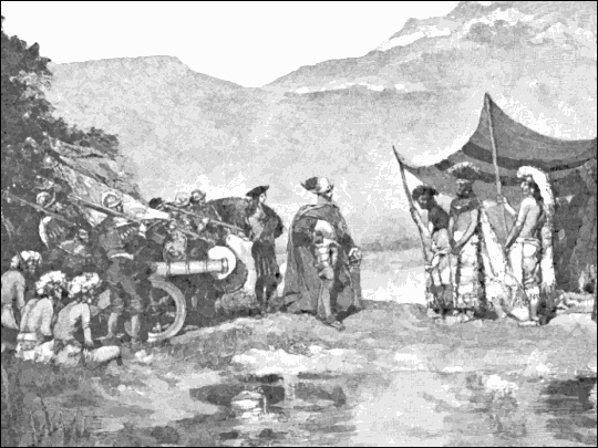 meeting of Cortes and Montezuma