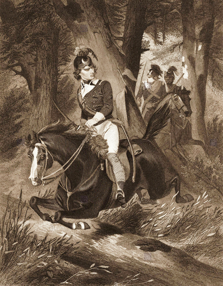 Francis Marion on horseback monotone