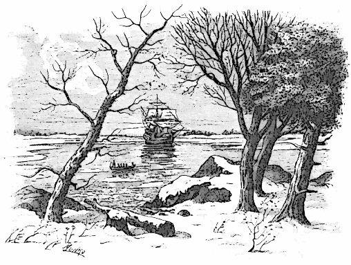 Plymouth bay in winter 1620