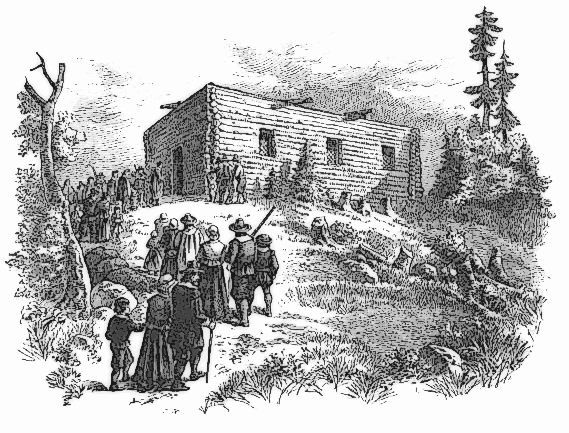 meeting clip art. pilgrim fort and meeting house