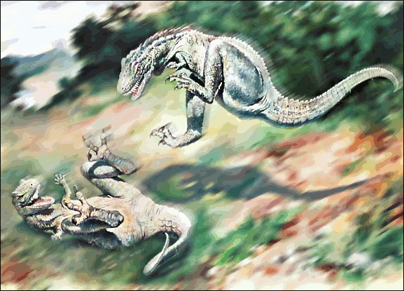 Dryptosaurus fighting