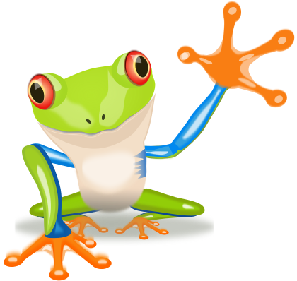frog waving colorful