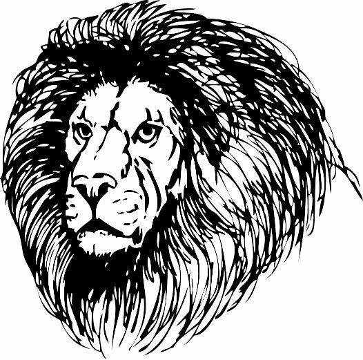 clip art lion head. lion head BW