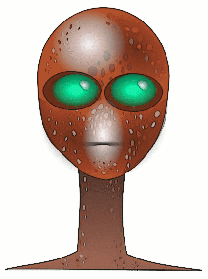 alien face green eyes