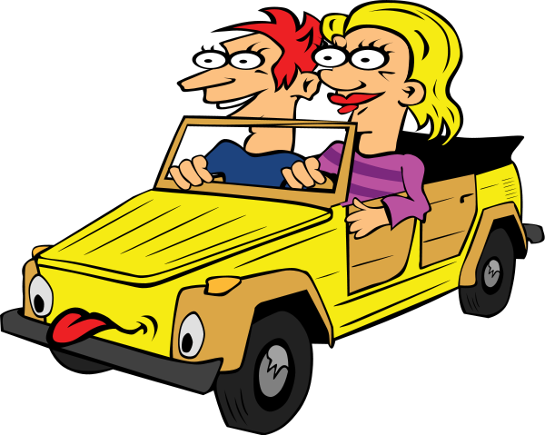 clip art girl and boy. girl and oy driving car