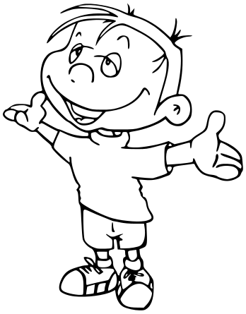 Cartoon People Pictures on Here I Am Boy Cartoon Bw   Public Domain Clip Art Image   Wpclipart