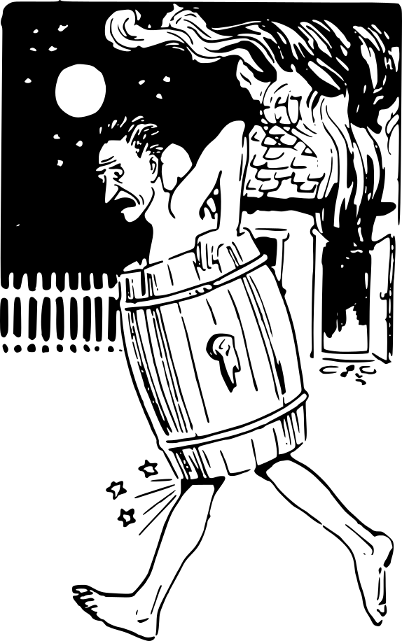 man wearing barrel
