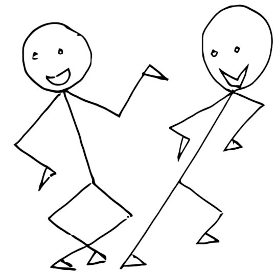 people dancing cartoon. dancing stick people