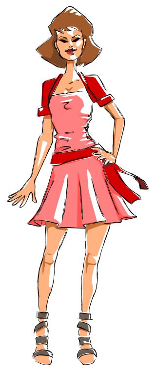 woman in pink skirt