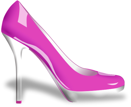 glossy high heel shoe pink