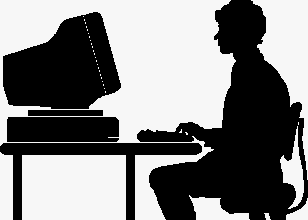 At Computer silhouette