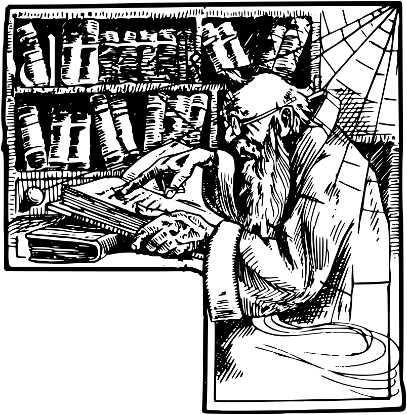 old man with books