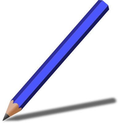 pencil with shadow blue