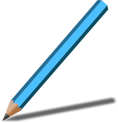 pencil with shadow cyan