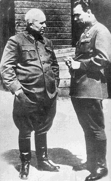 Khrushchev and Brezhnev during the war