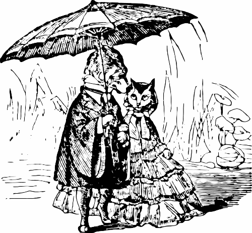 dog and cat with an umbrella