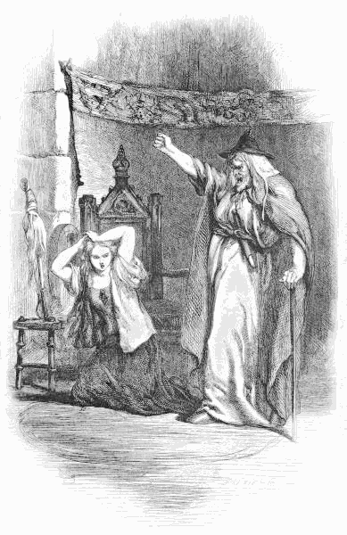 witch tormenting young woman