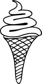 soft ice cream in sugar cone BW