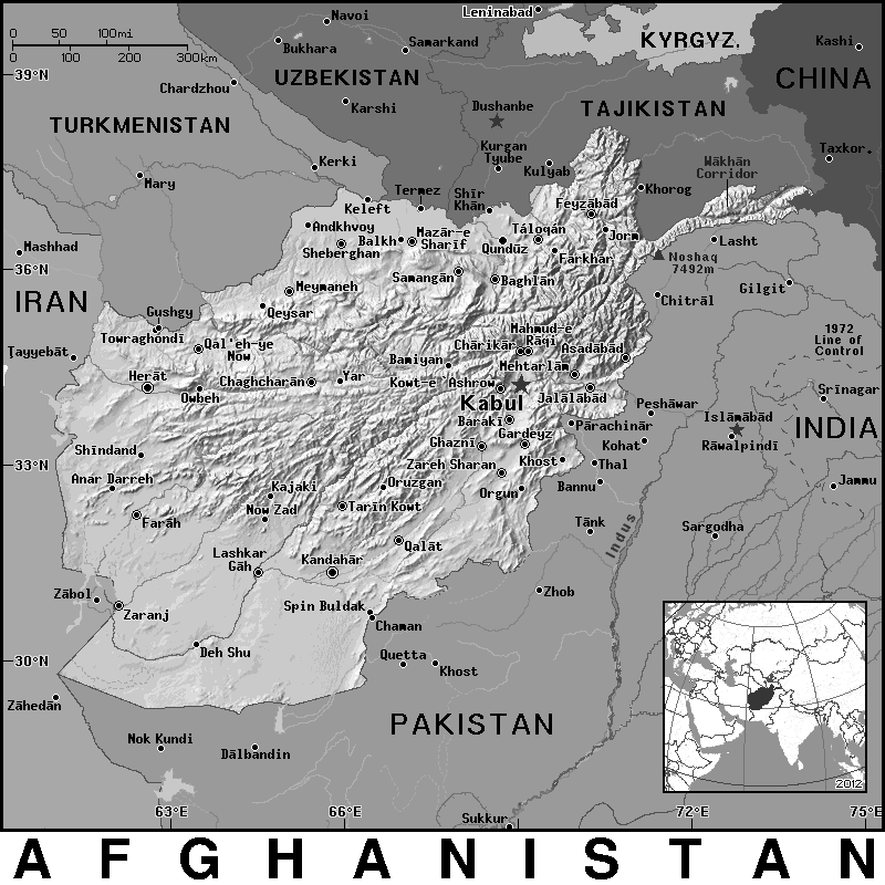 Afghanistan detailed BW
