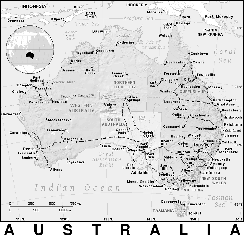 Australia detailed BW