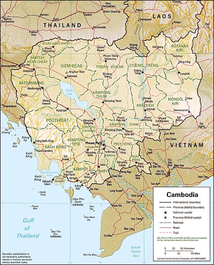 Cambodia relief map