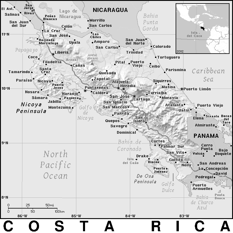 Costa Rica detailed BW