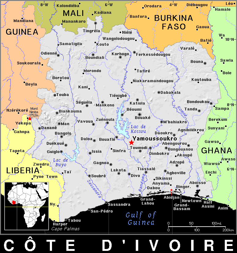Cote d Ivoire  Ivory Coast detailed dark