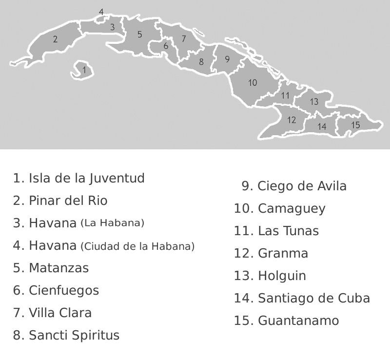 Cuba Provinces label