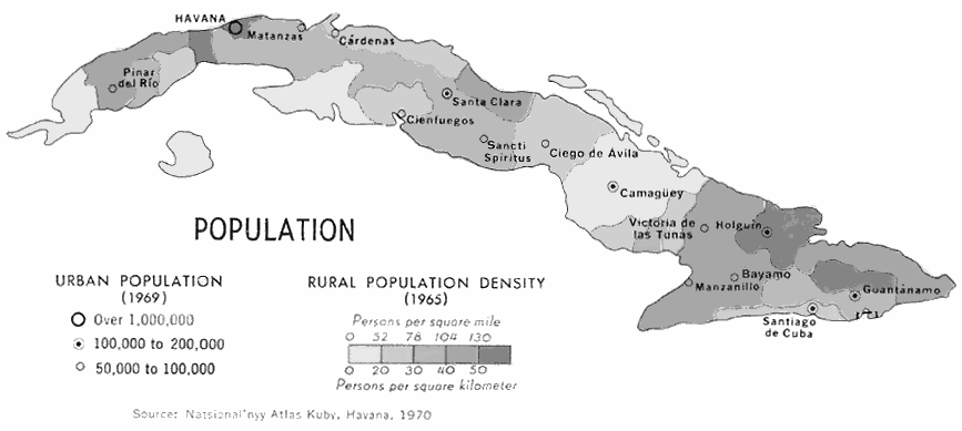 Cuba population density 1977