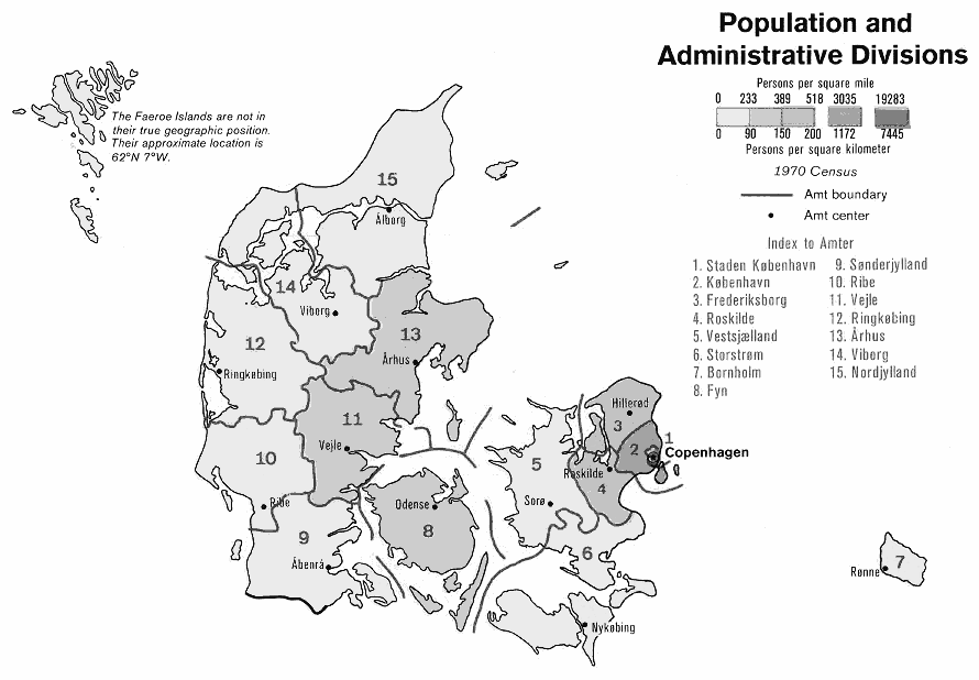 Denmark population density 1974