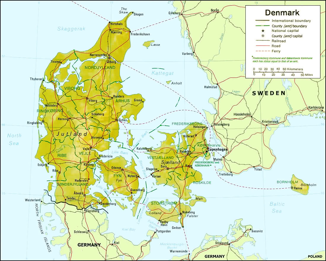 Denmark relief map