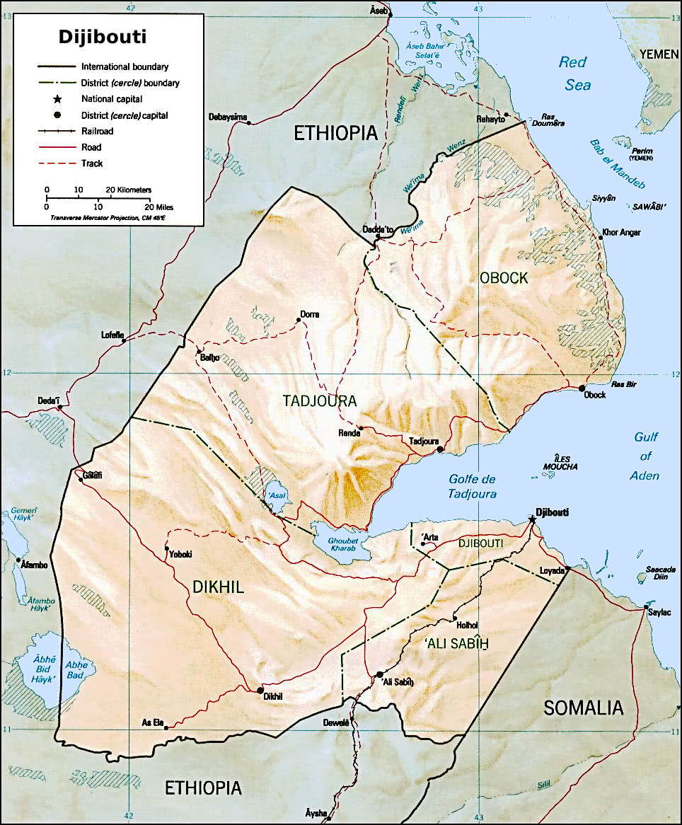 Djibouti relief map