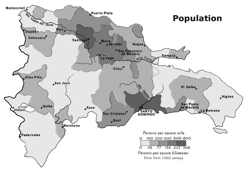 Dominican population density 1971