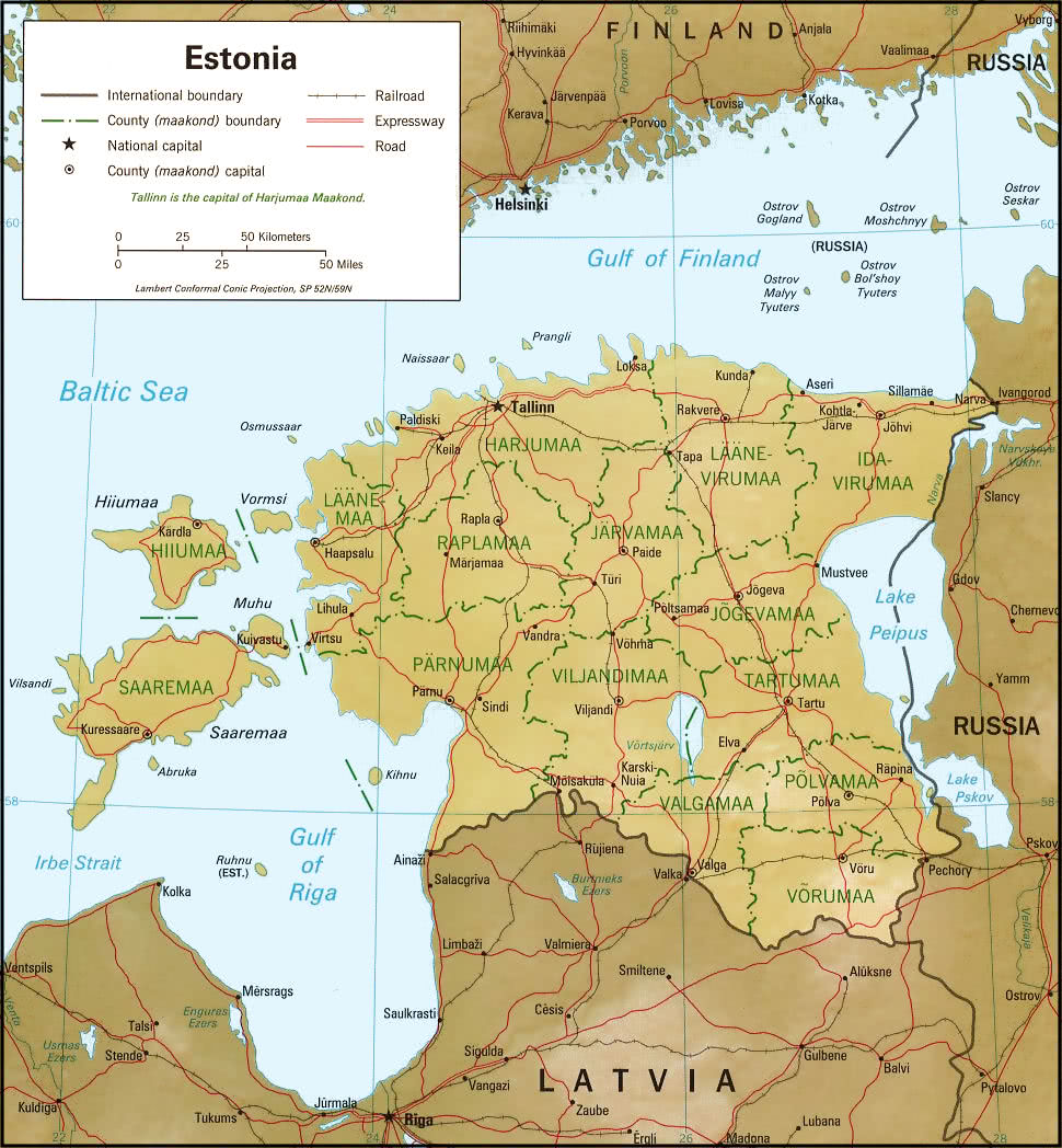 Estonia relief map