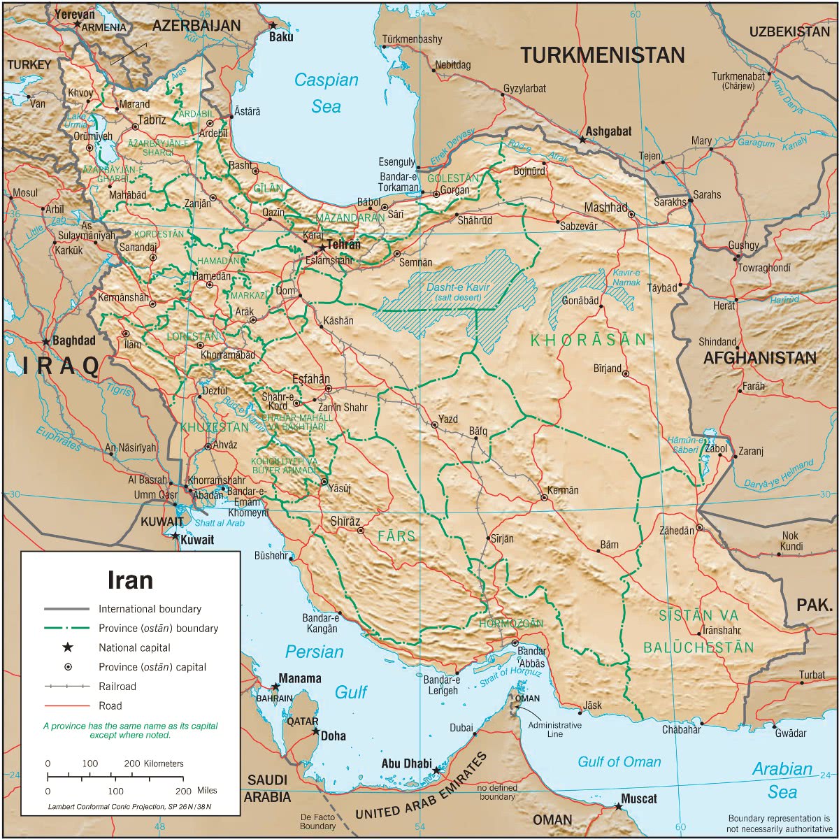 Iran relief map 2001