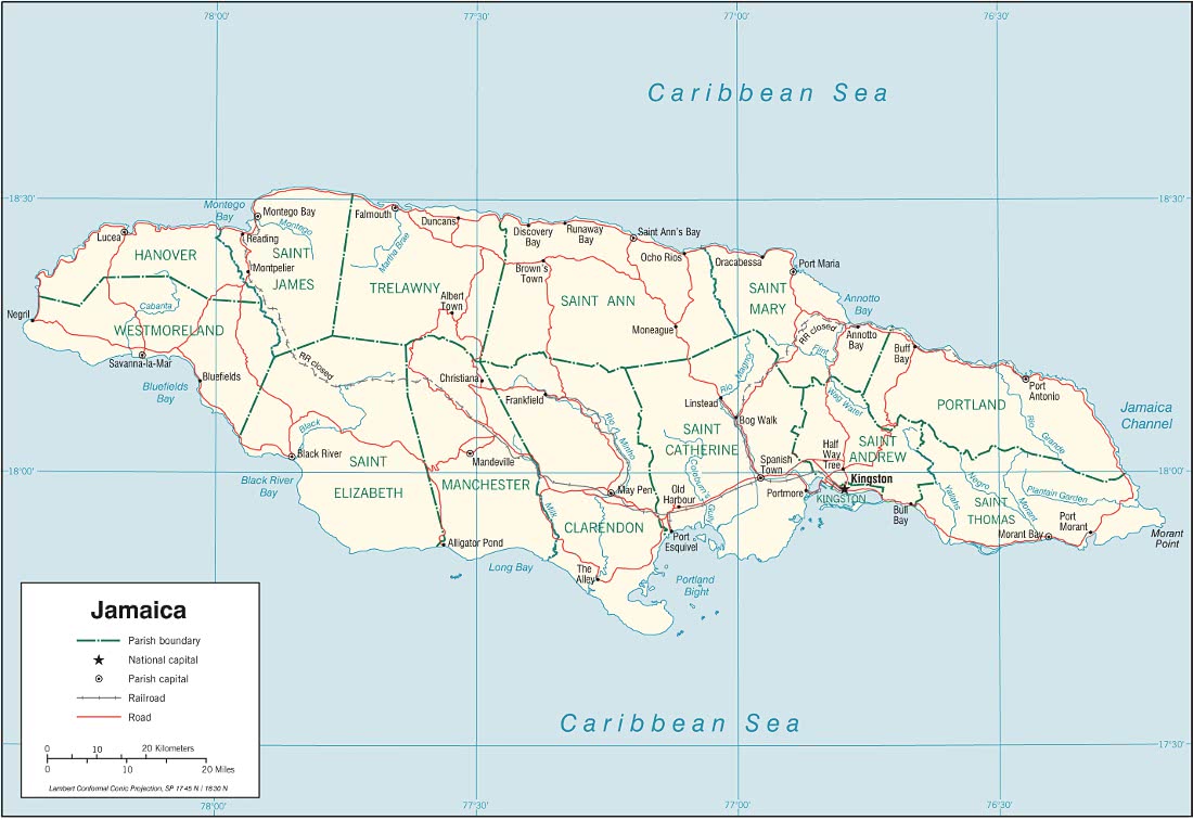 Jamaica map 2002