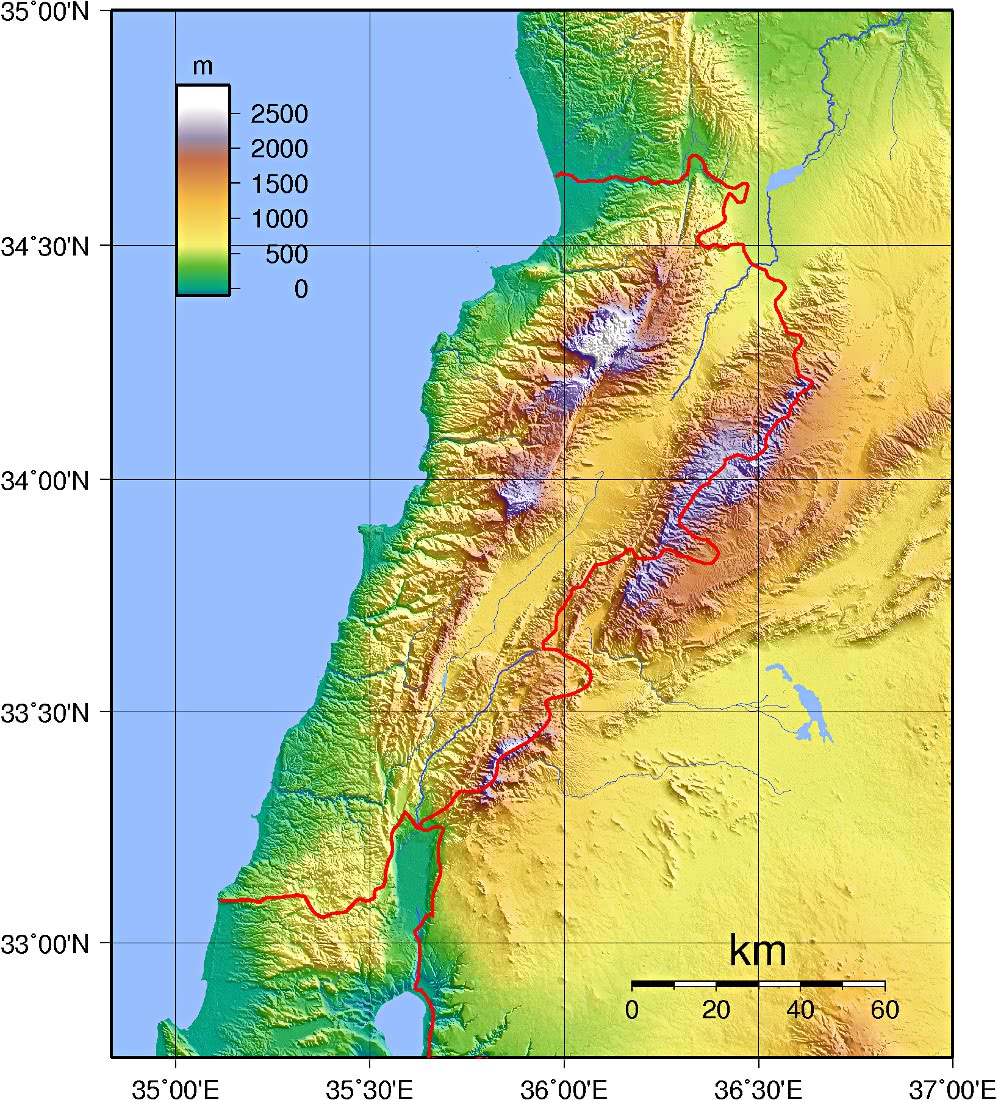 Lebanon Topography