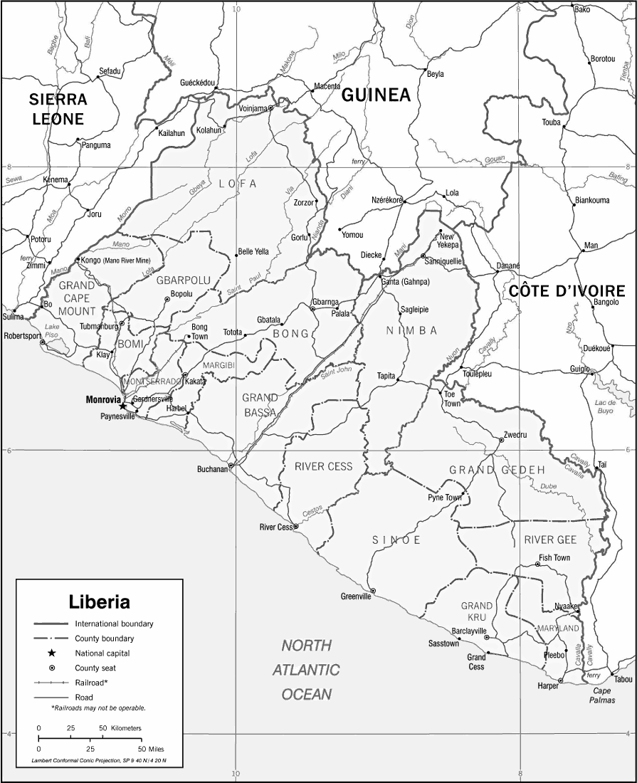Liberia map 2004