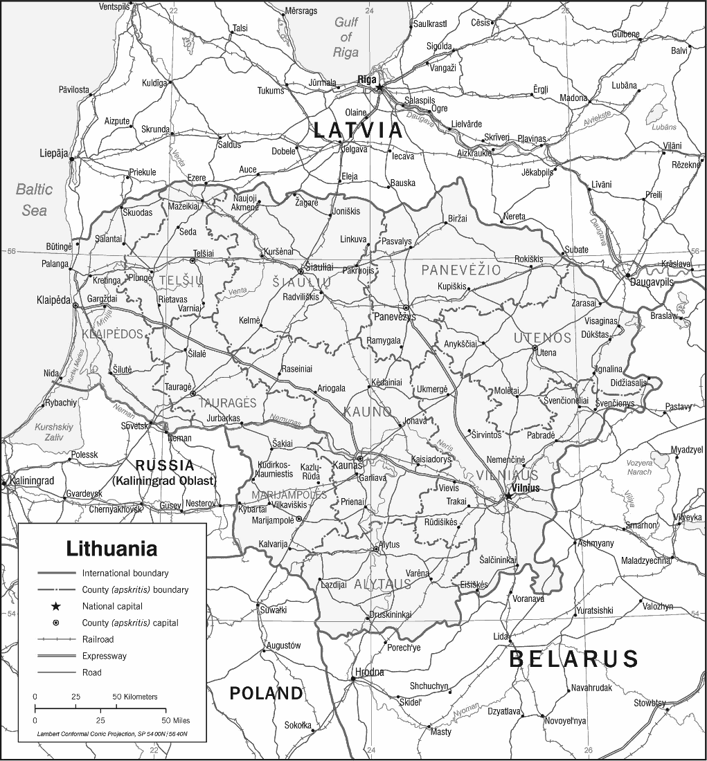 Lithuania map 2002