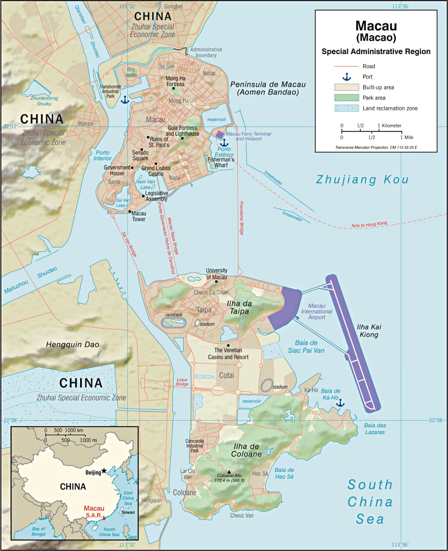 Macau relief map 2008