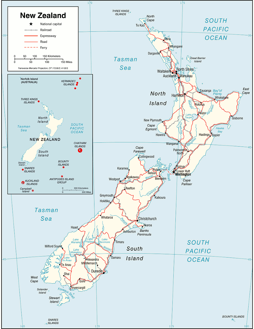 New Zealand map 2006 print