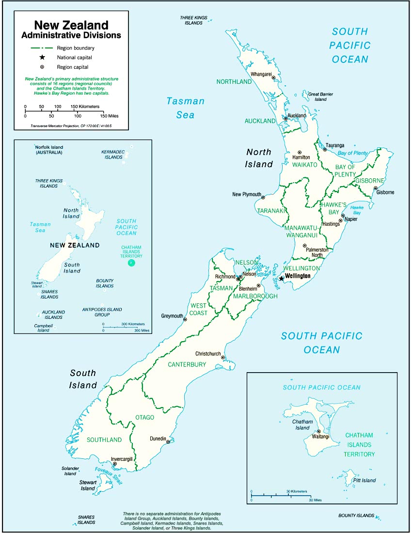 New Zealand regions 2006 print