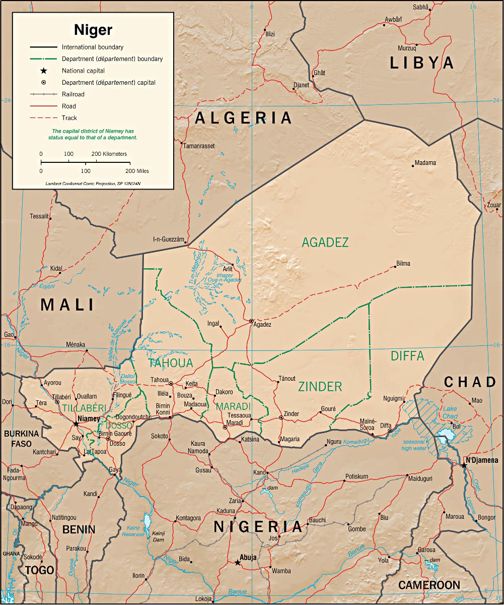 Niger relief map 2000