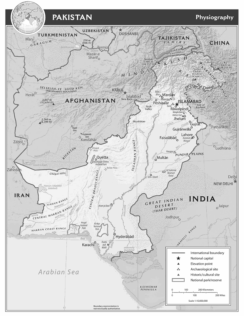 Pakistan relief map 2010