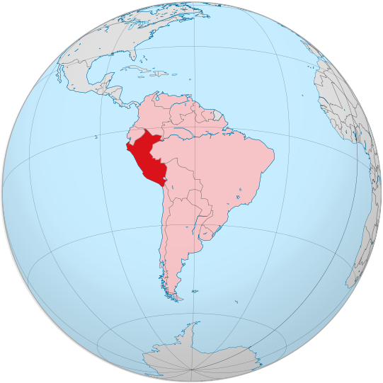 Peru on globe