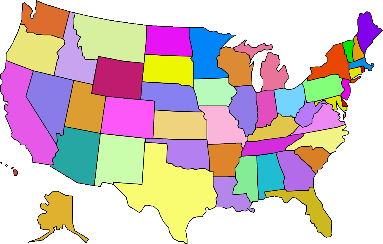 USA states colored blank