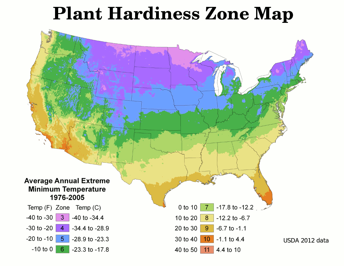 plant hardines zones USDA map