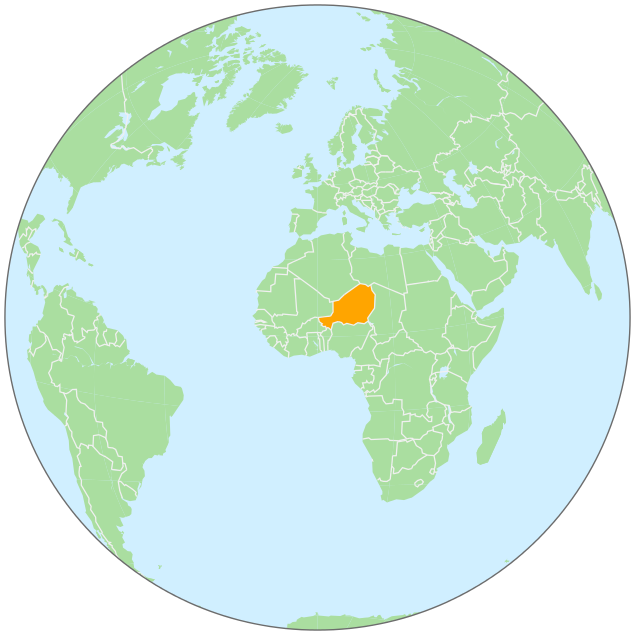 Niger on globe
